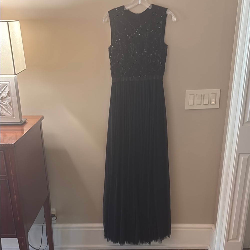 Needle & Thread Black Pleated Maxi Gown